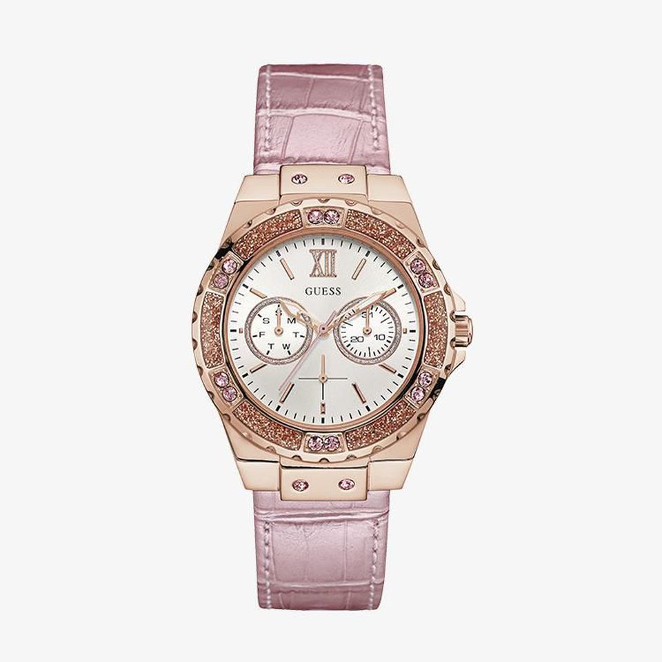 Guess Limelight Quartz Analog White Dial Pink Leather Strap Watch For Women - W0775l3 Buy Now By Guess