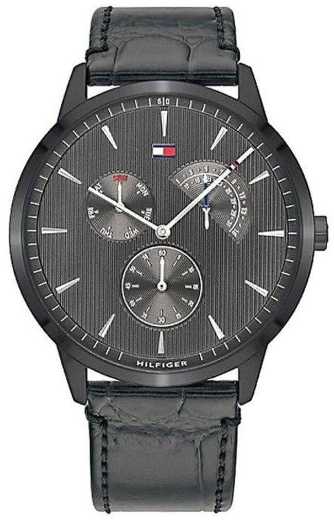 Tommy Hilfiger Brad Chronograph Quartz Grey Dial Grey Leather Strap Watch For Men - 1710388 Buy Now By Tommy Hilfiger