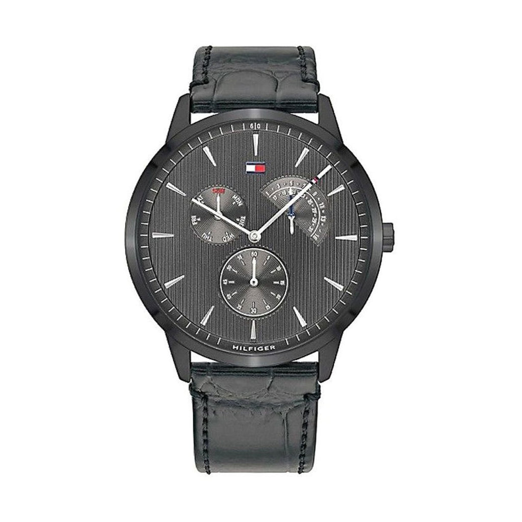 Tommy Hilfiger Brad Chronograph Quartz Grey Dial Grey Leather Strap Watch For Men - 1710388 Buy Now By Tommy Hilfiger