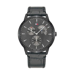 Tommy Hilfiger Brad Chronograph Quartz Grey Dial Grey Leather Strap Watch For Men - 1710388 Buy Now By Tommy Hilfiger