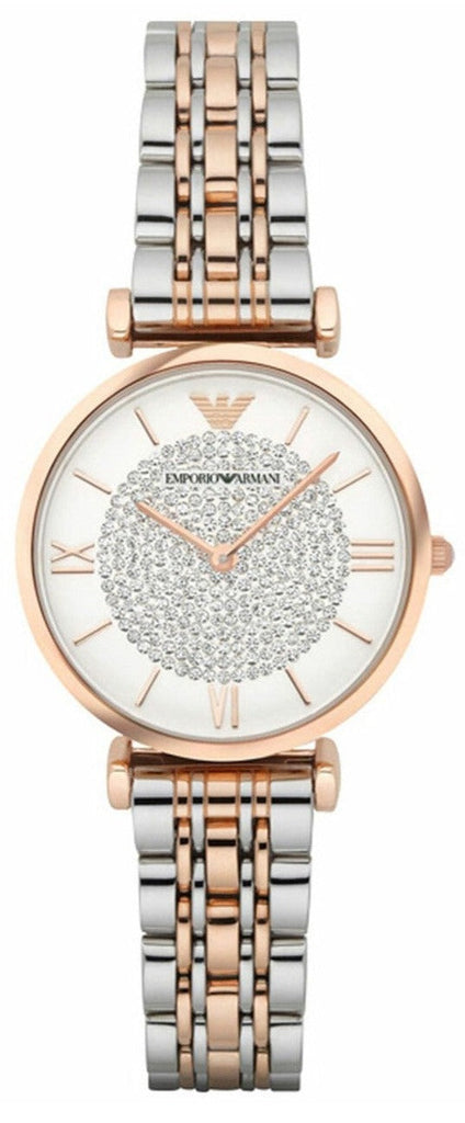 Emporio Armani Gianni T Bar Quartz White Dial Two Tone Steel Strap Watch For Women - AR80035 Buy Now By Emporio Armani
