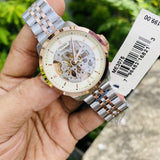 Fossil Townsman Automatic Skeleton White Dial Two Tone Steel Strap Watch for Men - ME3075 Buy Now By Fossil