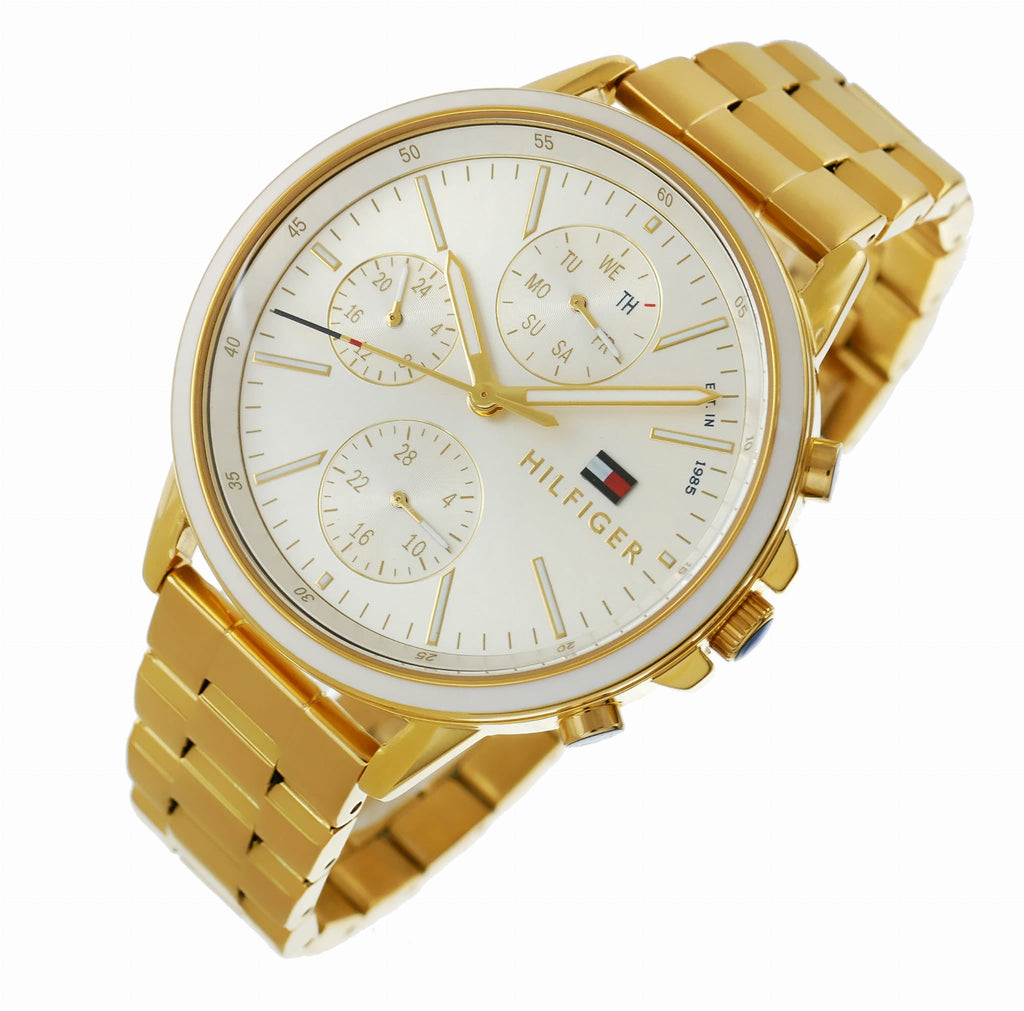 Tommy Hilfiger Carly White Dial Gold Steel Strap Watch for Women - 1781786 Buy Now By Tommy Hilfiger