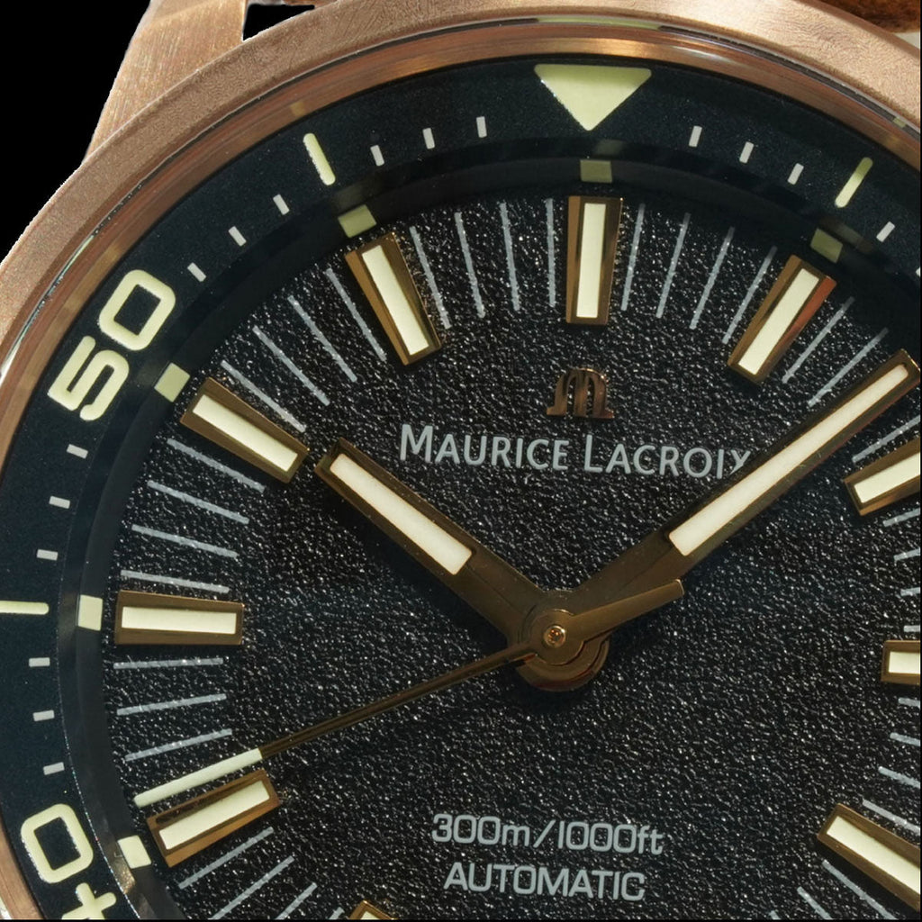 Maurice Lacroix Pontos S Diver Automatic Black Dial Brown Leather Strap Watch For Men - PT6248-BRZ01-330-2 Buy Now By Maurice Lacroix