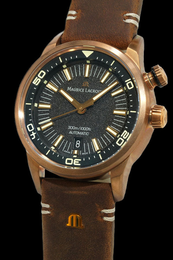 Maurice Lacroix Pontos Diver Limited Edition Black Dial Brown Leather Strap Watch For Men - PT6248-BRZ01-330-3 Buy Now By Maurice Lacroix