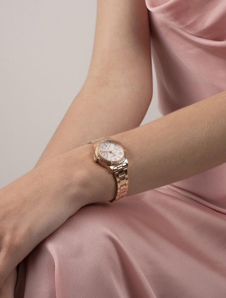 Guess Cosmo Diamonds Silver Dial Rose Gold Steel Strap Watch For Women - GW0033L3 Buy Now By Guess