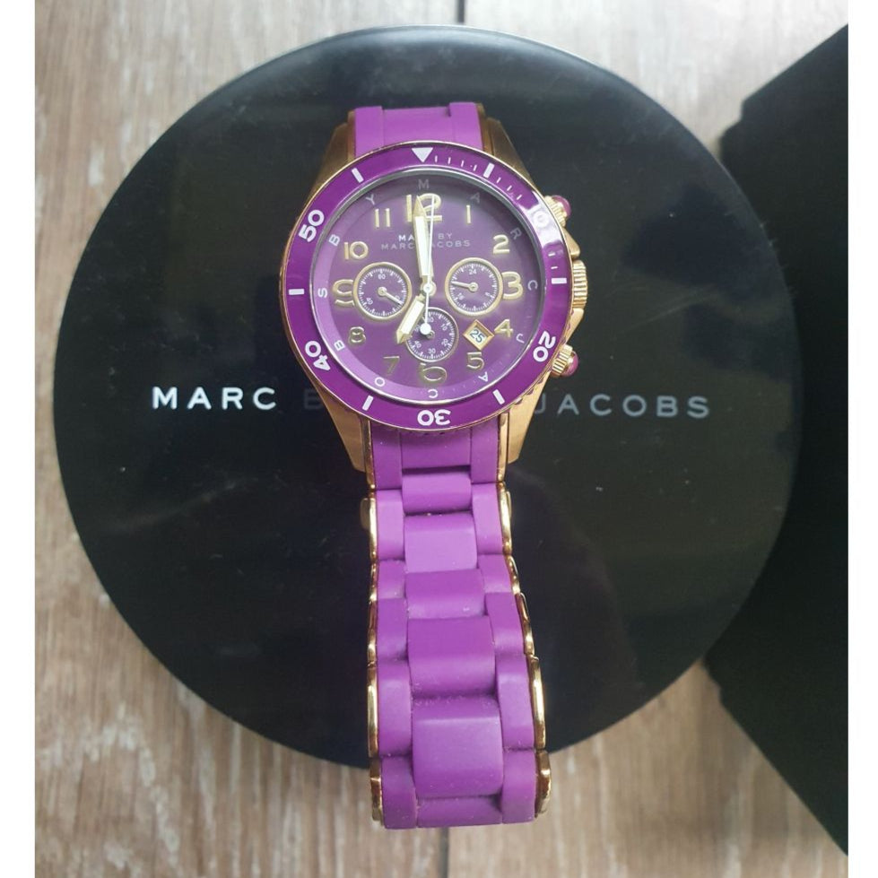 Marc Jacobs Rock Chronograph Purple Dial Purple Silicone Strap Watch for Women - MBM2549 Buy Now By Marc Jacobs