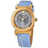 Versace V-Motif Grey Dial Blue Leather Strap Watch for Women - VERE00318 Buy Now By Versace