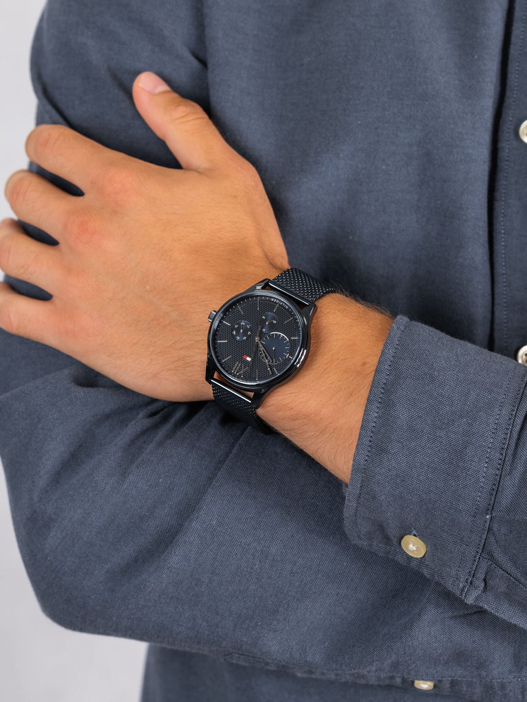 Tommy Hilfiger Damon Quartz Blue Dial Blue Mesh Bracelet Watch for Men - 1791421 Buy Now By Tommy Hilfiger