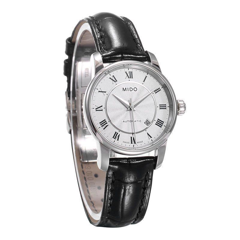 Mido Baroncelli III Automatic Silver Dial Black Leather Strap Watch For Women - M7600.4.21.4 Buy Now By Mido
