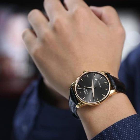 Mido Baroncelli III Automatic Grey Dial Black Leather Strap Watch For Men - M8600.3.13.4 Buy Now By Mido