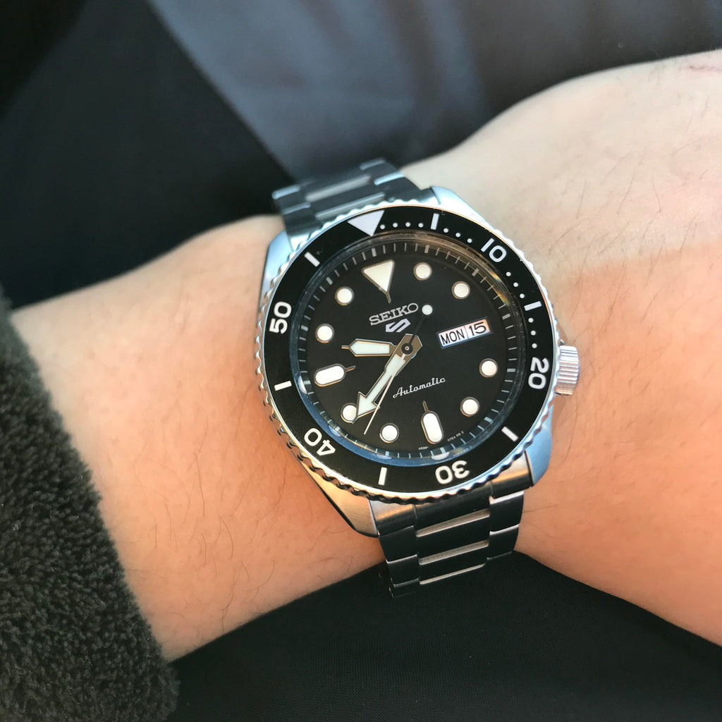 Seiko 5 Sports Automatic Day Date Black Dial Silver Steel Strap Watch for Men - SRPD55K1 Buy Now By Seiko