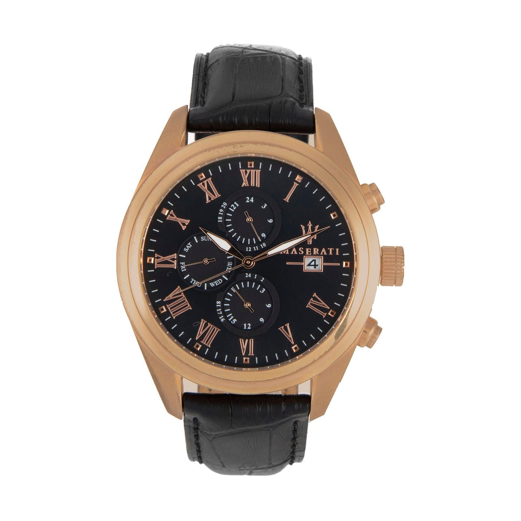 Maserati Traguardo Chronograph Black Dial Black Leather Strap Watch For Men - R8871612002 Buy Now By Maserati