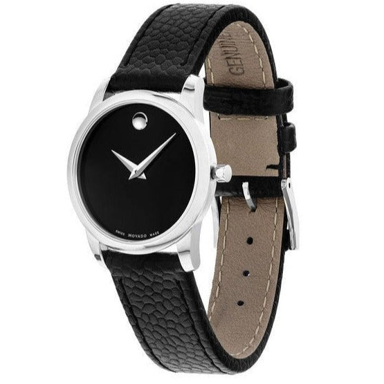 Movado Museum Classic Black Dial Black Leather Strap Watch For Women - 0607015 Buy Now By Movado