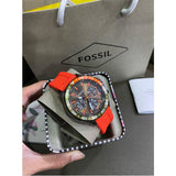 Fossil Bannon Chronograph Grey Dial Orange Silicone Strap Watch for Men - BQ2500 Buy Now By Fossil