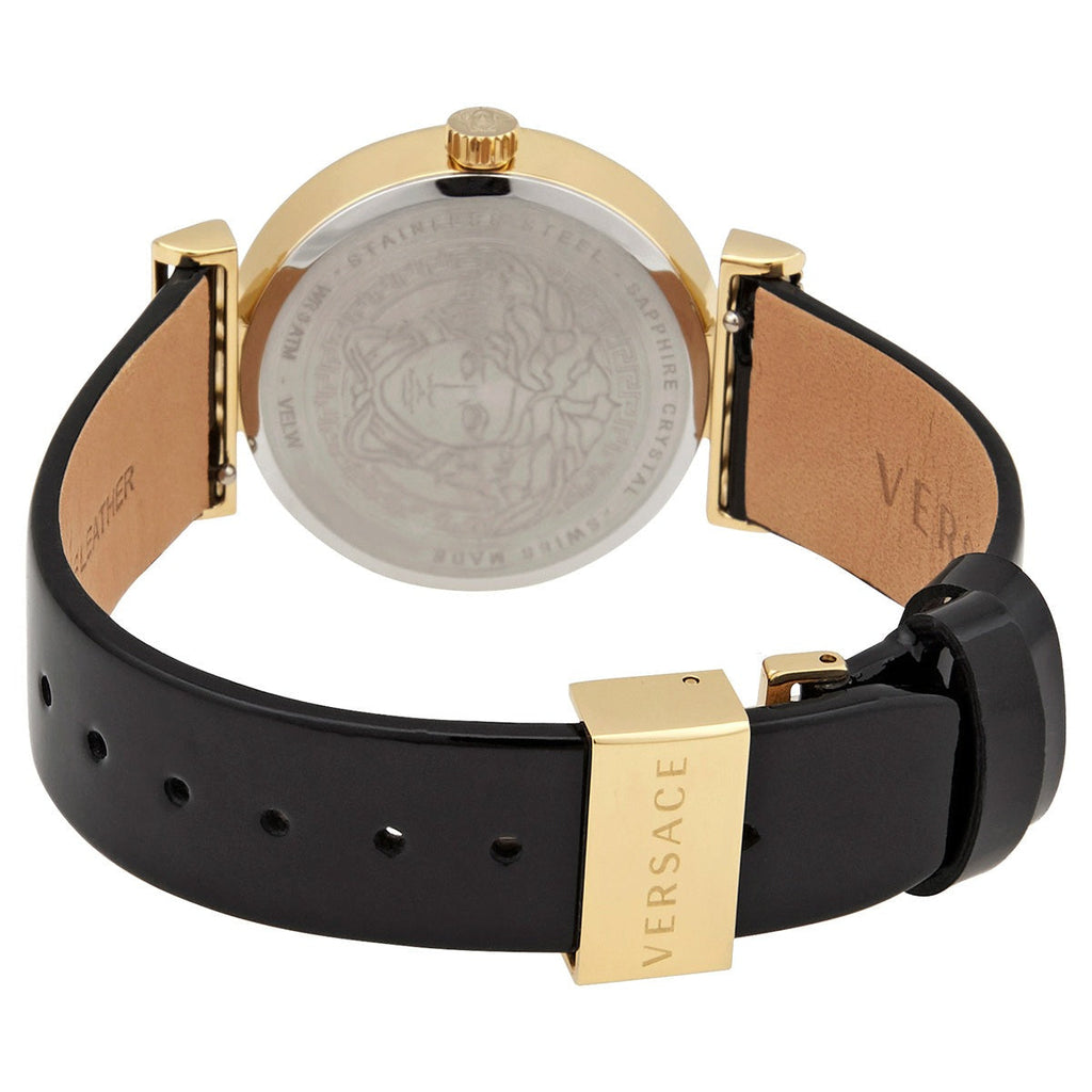 Versace Greca Meander Black Dial Black Leather Strap Watch for Women - VELW00420 Buy Now By Versace