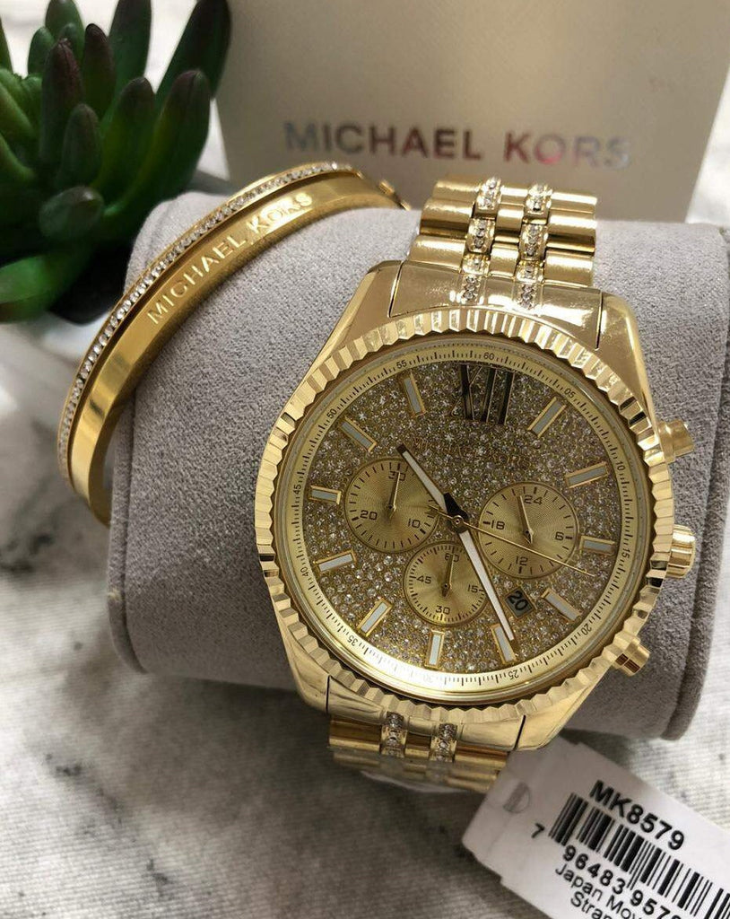 Michael Kors Lexington Chronograph Gold Dial Gold Steel Strap Watch For Men - MK8579 Buy Now By Michael Kors