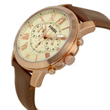 Fossil Grant Chronograph White Dial Brown Leather Strap Watch for Men - FS4991 Buy Now By Fossil