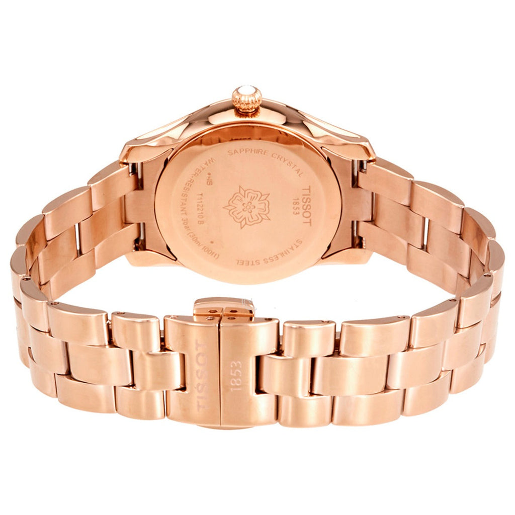 Tissot T Wave T Lady Mother of Pearl Dial Rose Gold Steel Strap Watch For Women - T112.210.33.111.00 Buy Now By Tissot