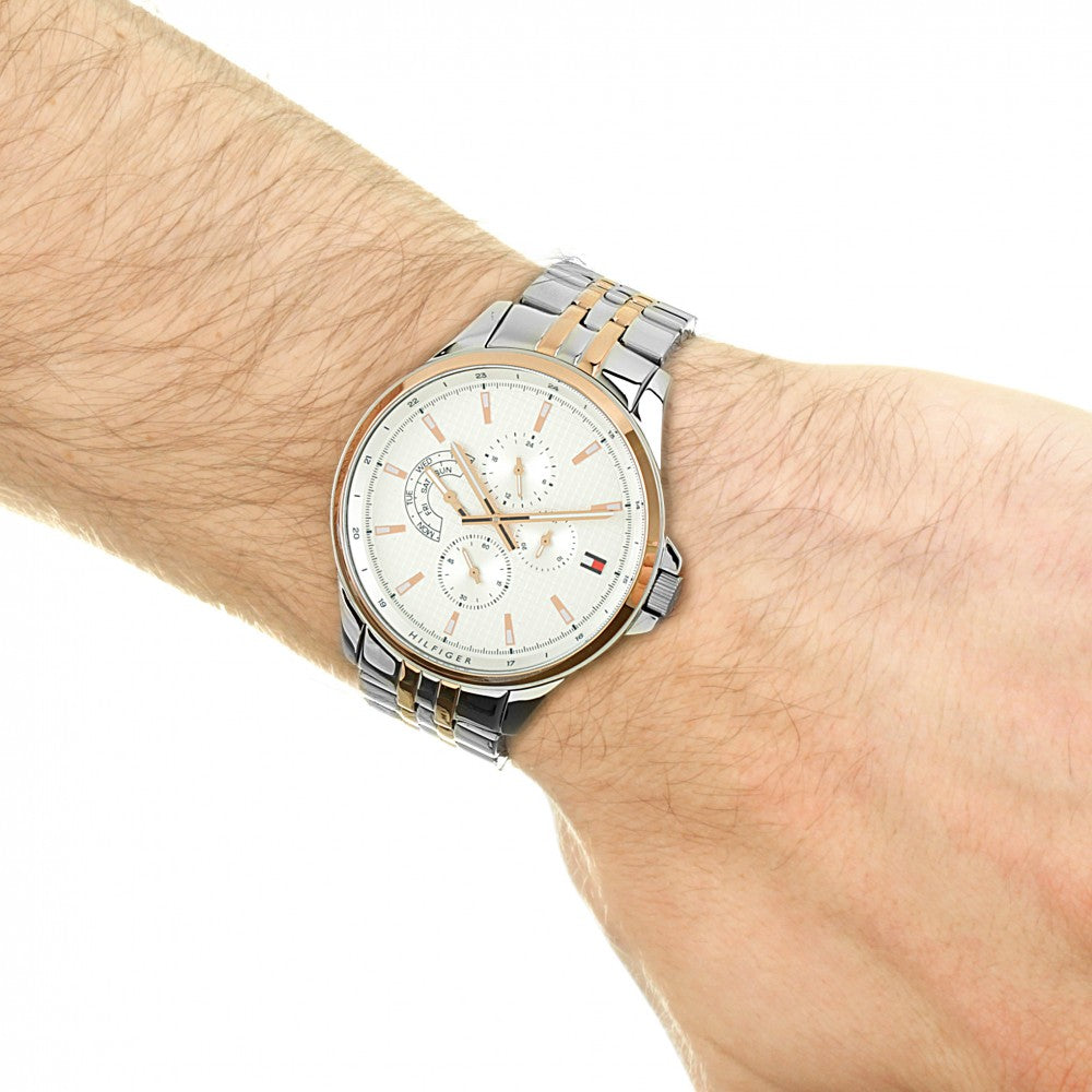 Tommy Hilfiger Shawn Quartz White Dial Two Tone Steel Strap Watch for Men - 1791617 Buy Now By Tommy Hilfiger