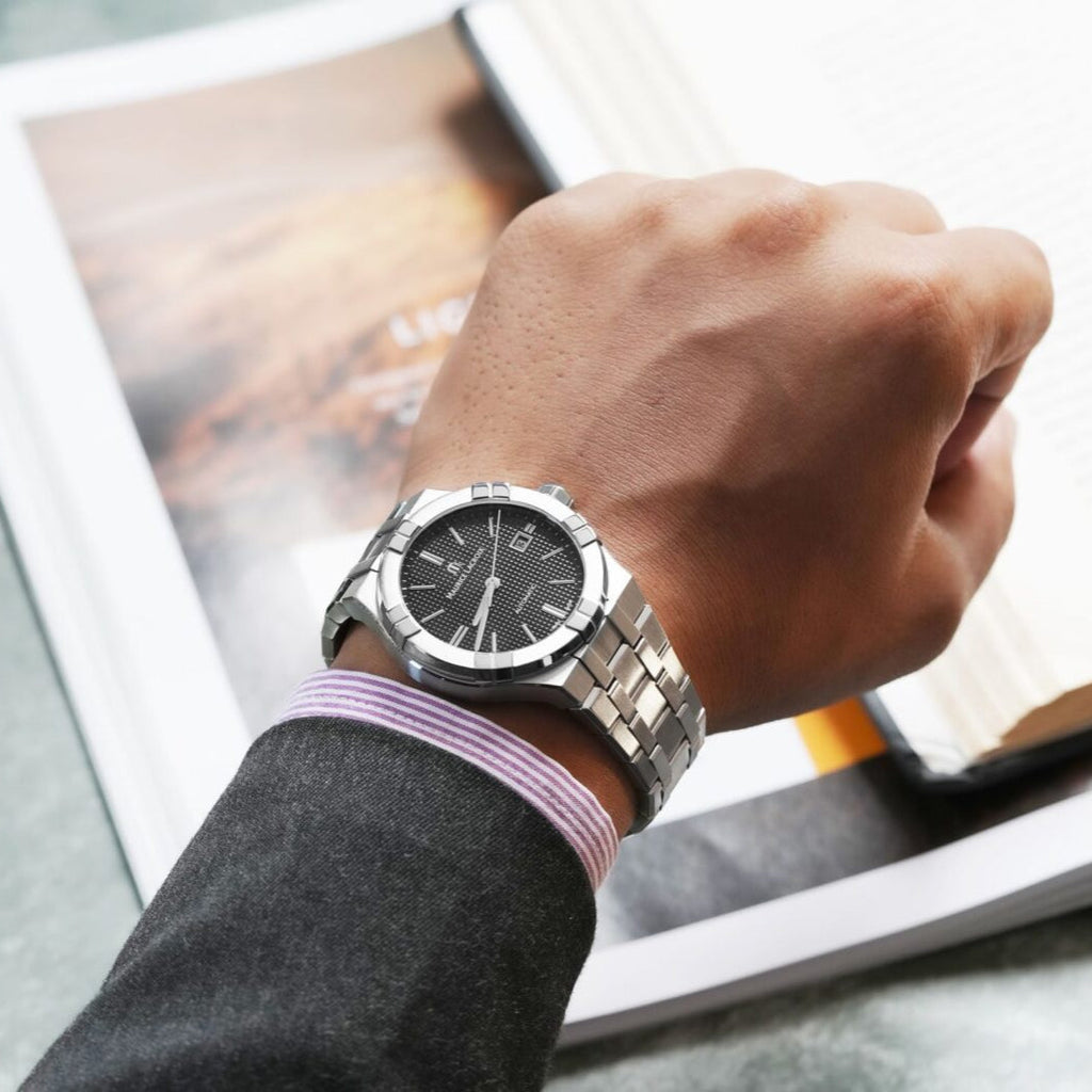 Maurice Lacroix Aikon Automatic Black Dial Silver Steel Strap Watch For Men - AI6008-SS002-330-1 Buy Now By Maurice Lacroix