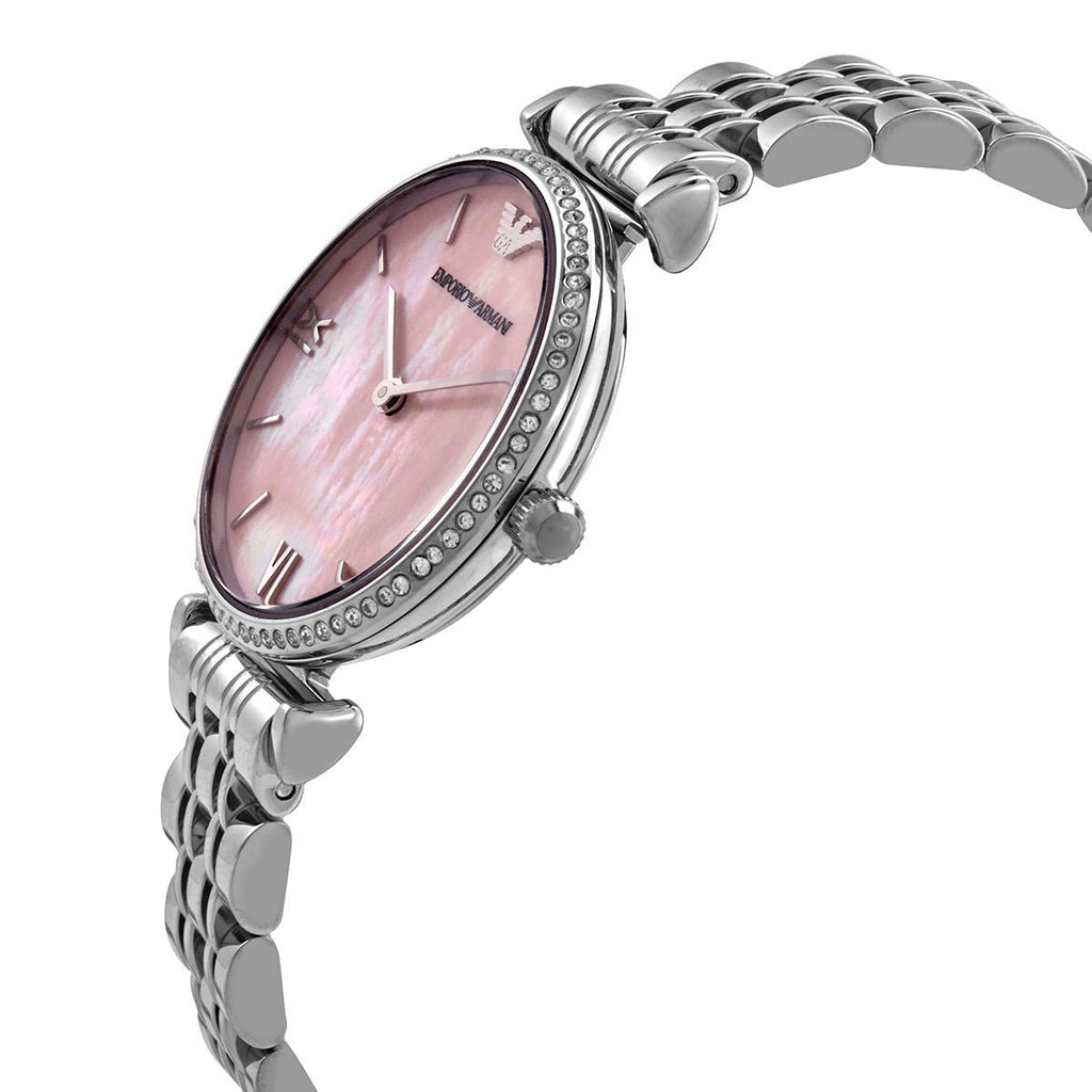 Emporio Armani Gianni T Bar Pink Mother of Pearl Dial Silver Steel Strap Watch For Women - AR1779 Buy Now By Emporio Armani