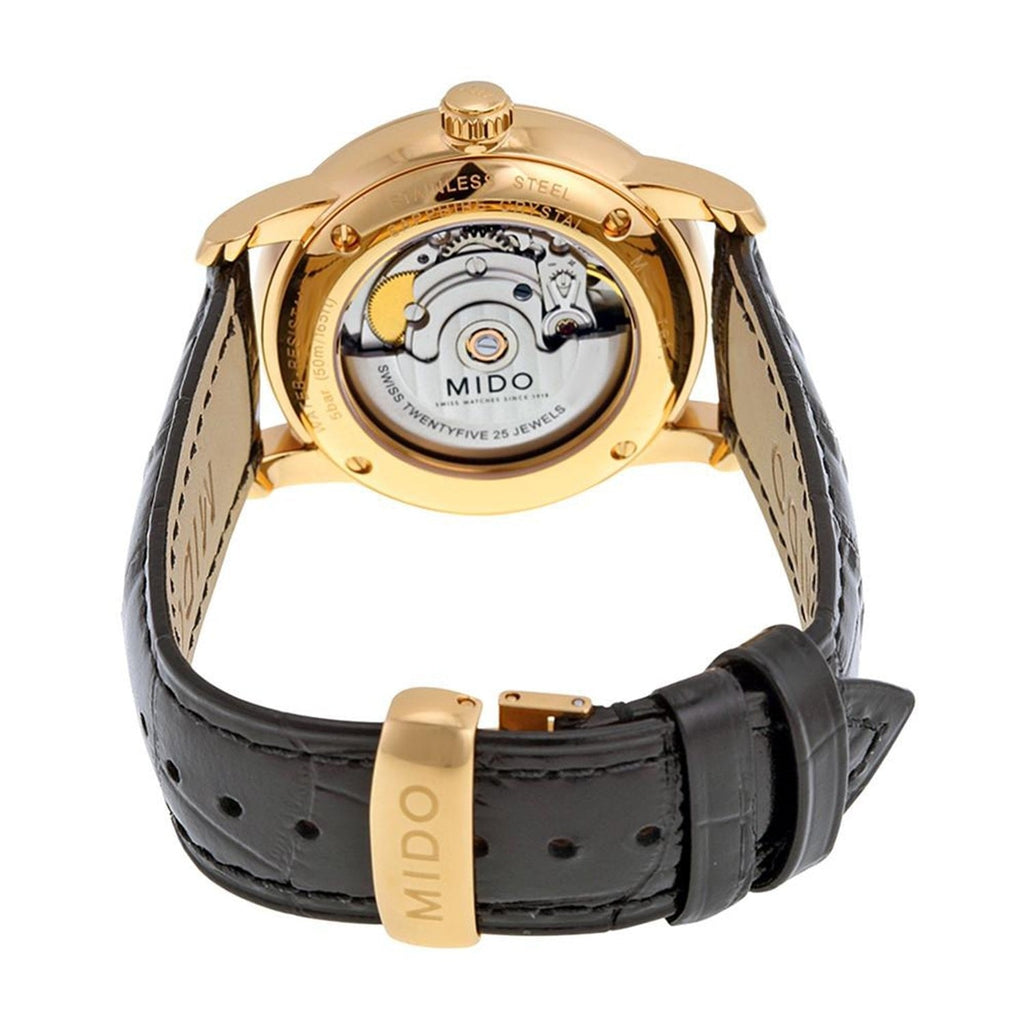 Mido Baroncelli III Automatic Grey Dial Black Leather Strap Watch For Men - M8600.3.13.4 Buy Now By Mido