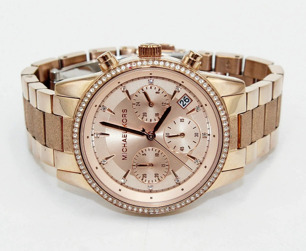 Michael Kors Ritz Chronograph Rose Gold Dial Rose Gold Steel Strap Watch For Women - MK6598 Buy Now By Michael Kors