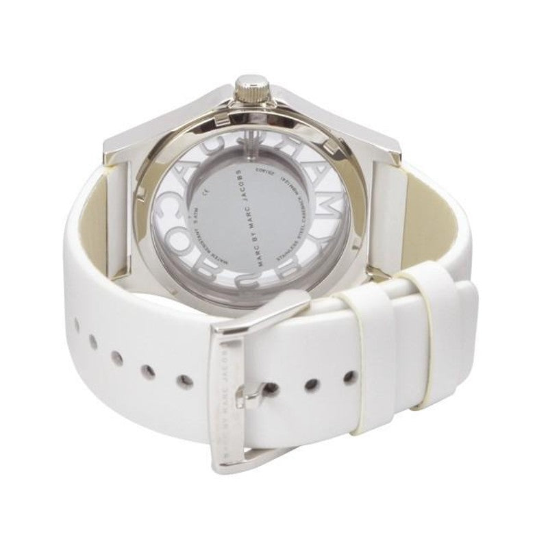 Marc Jacobs Henry Skeleton White Dial White Leather Strap Watch for Women - MBM1241 Buy Now By Marc Jacobs