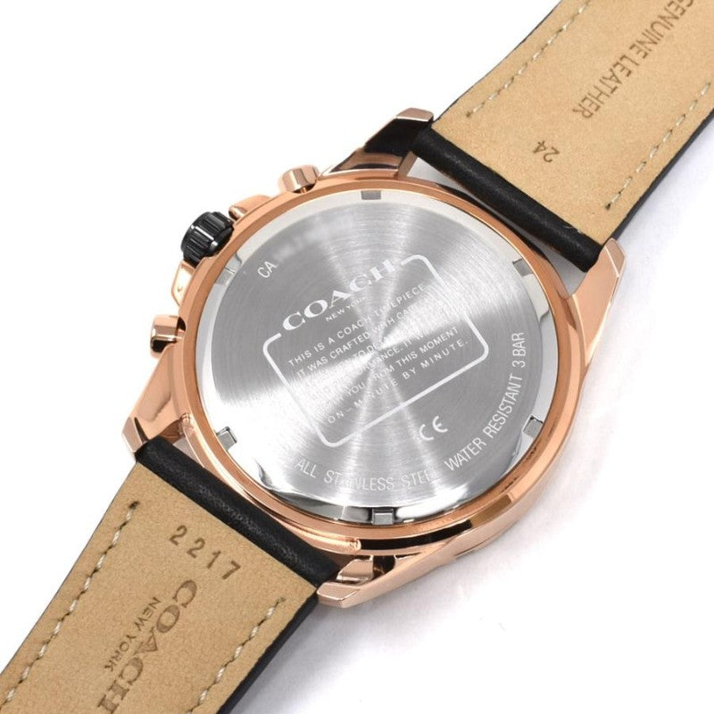 Coach Kent Chronograph Rose Gold Dial Black Leather Strap Watch for Men - 14602559 Buy Now By Coach