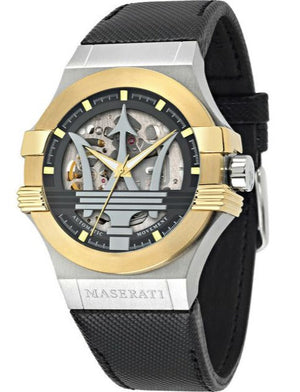 Maserati Potenza Automatic Skeleton Grey Dial Black Leather Strap Watch For Men - R8821108037 Buy Now By Maserati