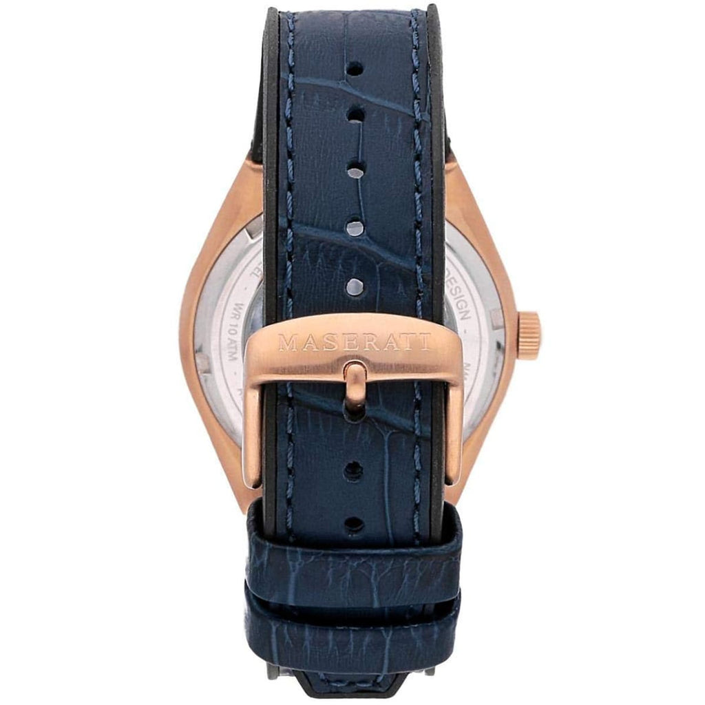 Maserati Triconic Skeleton Black Dial Blue Leather Strap Watch For Men - R8821139001 Buy Now By Maserati