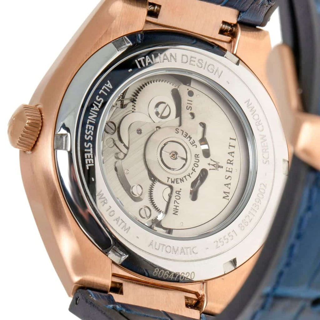 Maserati Triconic Skeleton Black Dial Blue Leather Strap Watch For Men - R8821139001 Buy Now By Maserati