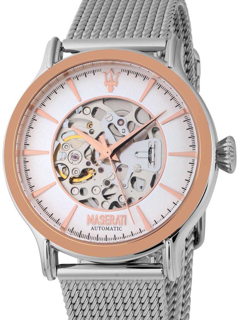Maserati Epoca Automatic White Dial Silver Mesh Bracelet Watch For Men - R8823118001 Buy Now By Maserati