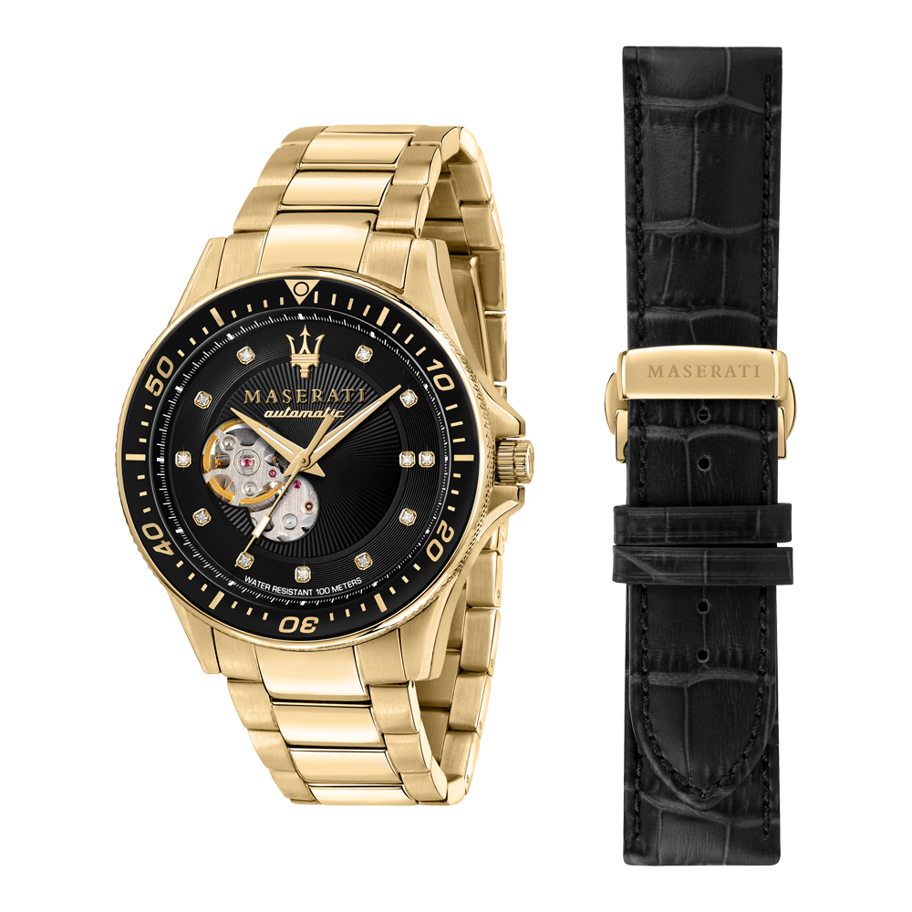 Maserati SFIDA Black Dial Yellow Gold Toned Stainless Steel Watch For Men - R8823140003 Buy Now By Maserati