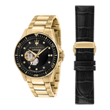 Maserati SFIDA Black Dial Yellow Gold Toned Watch For Men - R8823140003 Buy Now By Maserati
