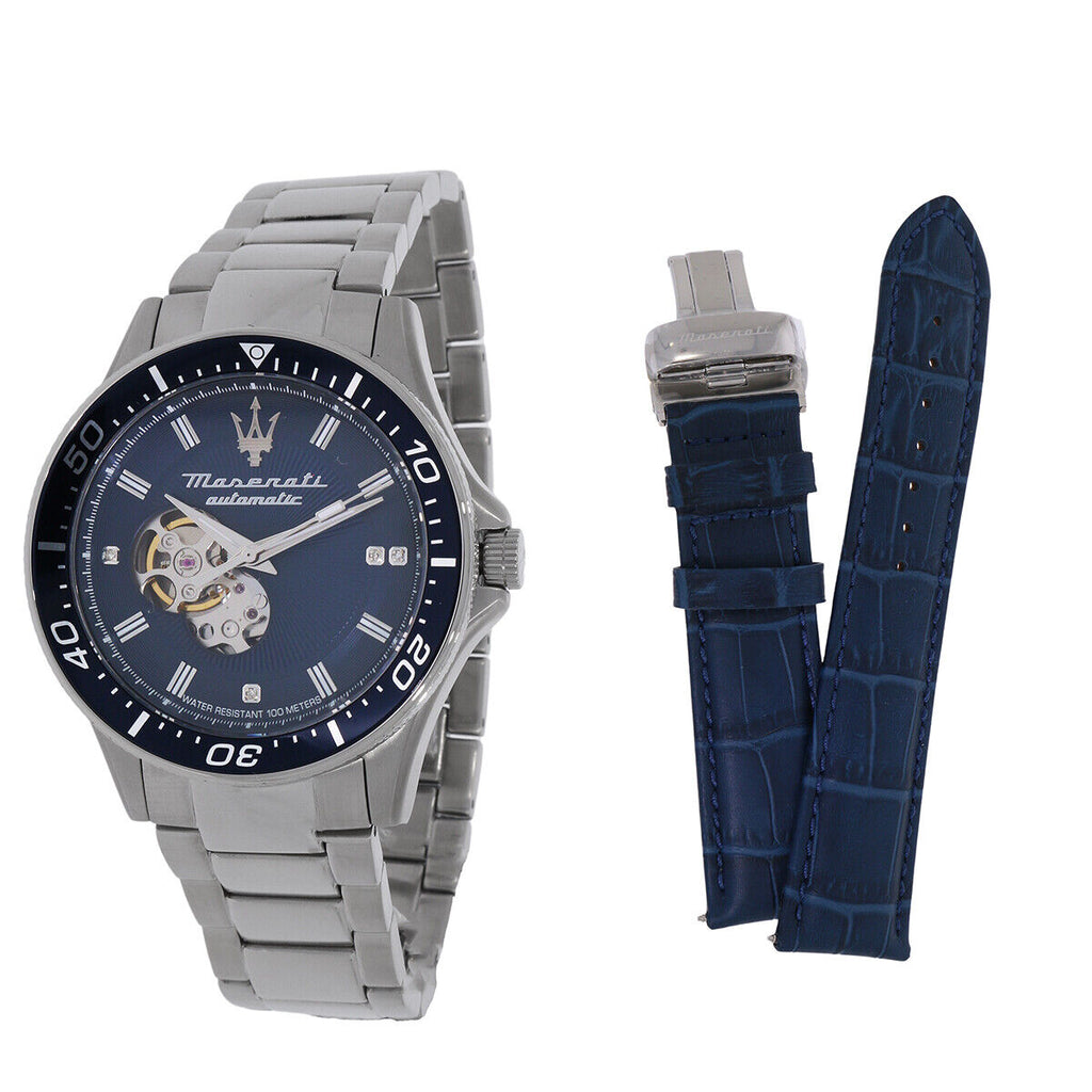 Maserati SFIDA Automatic Skeleton Blue Dial Silver Steel Strap Watch For Men - R8823140007 Buy Now By Maserati