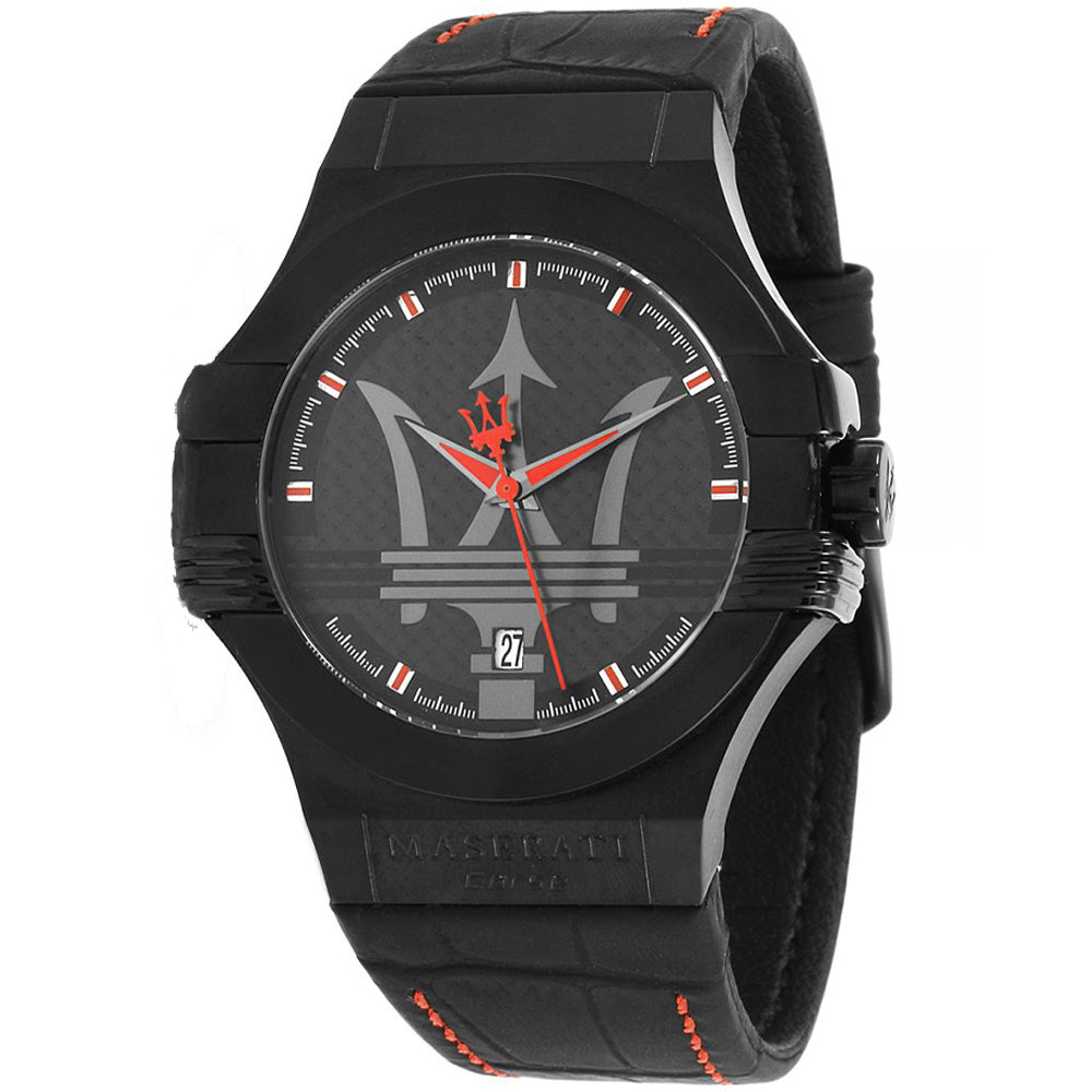 Maserati Potenza 3H STR Black Dial 42mm Leather Strap Watch For Men - R8851108010 Buy Now By Maserati