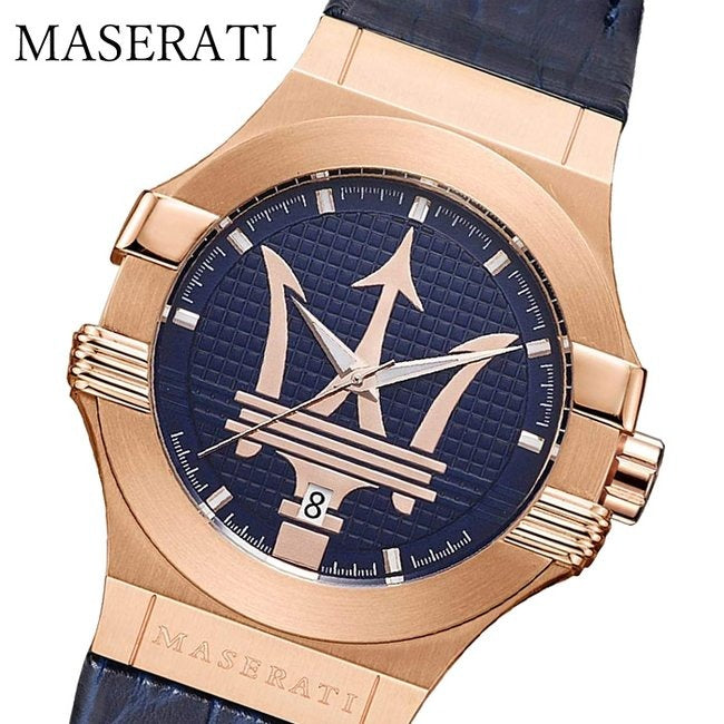 Maserati Potenza 42mm Rose Gold & Blue Dial Blue Leather Strap Watch For Men - R8851108027 Buy Now By Maserati