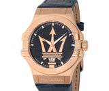 Maserati Potenza 42mm Rose Gold & Blue Dial Blue Leather Strap Watch For Men - R8851108027 Buy Now By Maserati