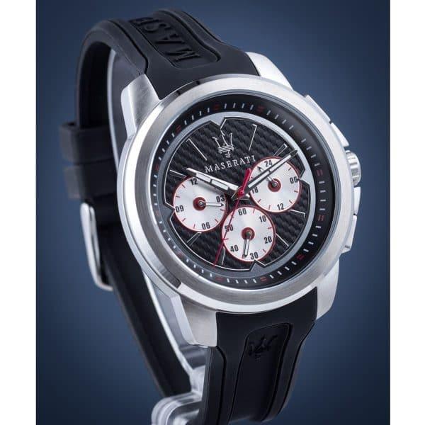 Maserati SFIDA Chronograph Black Silver Dial Black Rubber Strap Watch For Men - R8851123001 Buy Now By Maserati