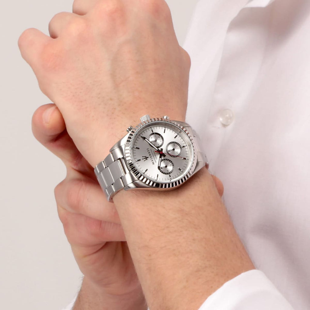 Maserati Competizione Silver Dial Silver Steel Strap Watch For Men - R8853100018 Buy Now By Maserati