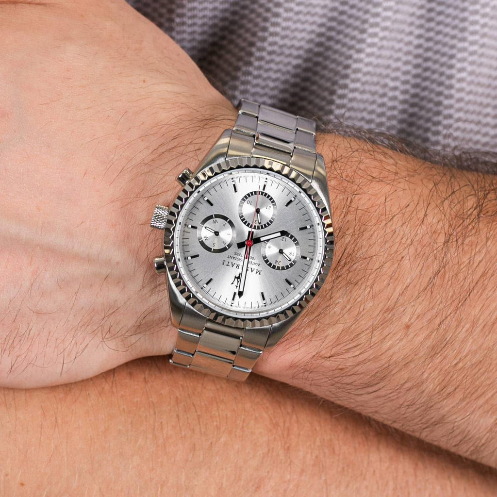 Maserati Competizione Silver Dial Silver Steel Strap Watch For Men - R8853100018 Buy Now By Maserati