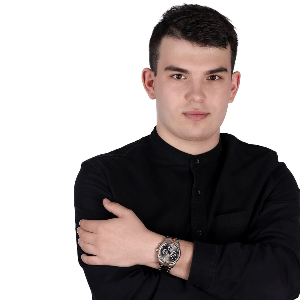 Maserati Competizione Analog Black Dial Two Tone Stainless Steel Strap Watch For Men - R8853100020 Buy Now By Maserati