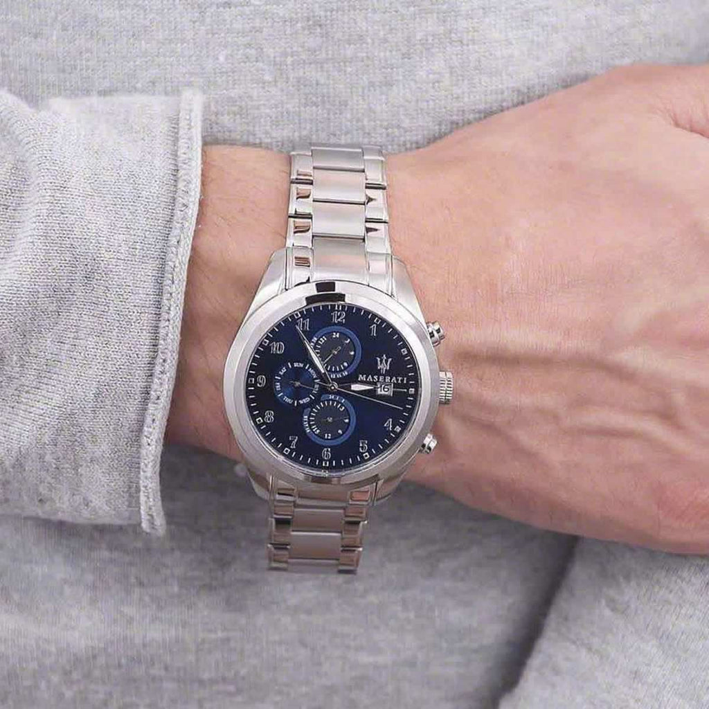 Maserati Traguardo Blue Dial Silver Steel Strap Watch For Men - R8853112505 Buy Now By Maserati