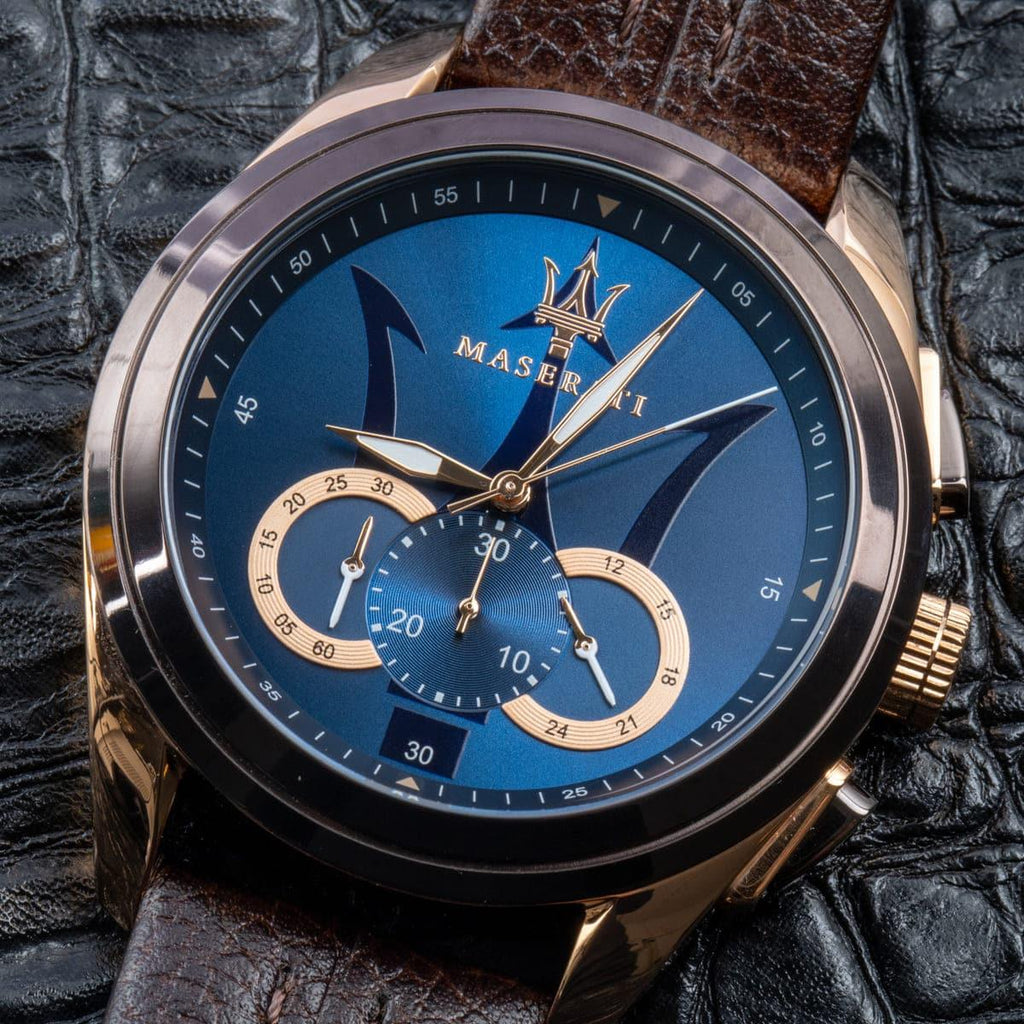 Maserati Traguardo Chronograph Blue Dial Brown Leather Strap Watch For Men - R8871612024 Buy Now By Maserati