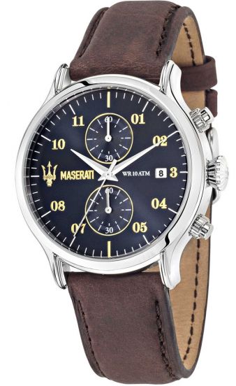 Maserati Epoca Chronograph Blue Dial Brown Leather Strap Watch For Men - R8871618001 Buy Now By Maserati