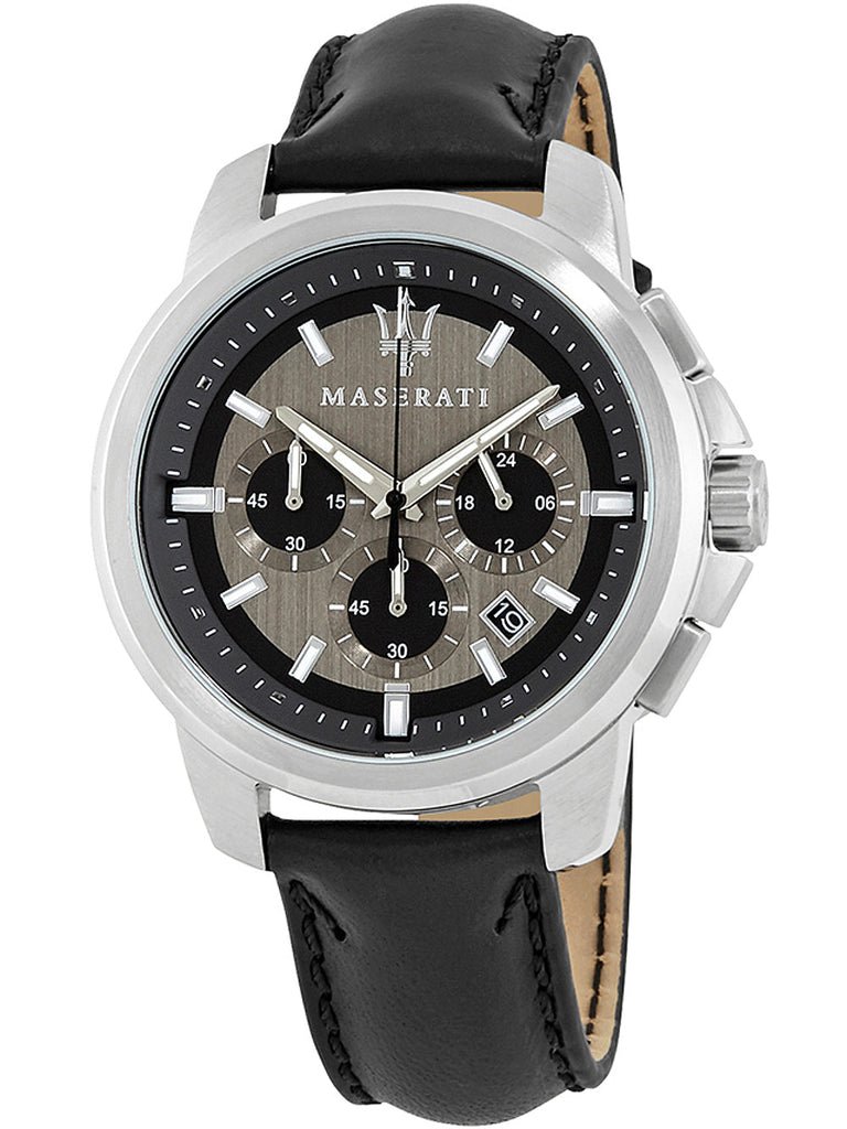 Maserati Successo 44mm Grey Dial Black Leather Strap Watch For Men - R8871621006 Buy Now By Maserati