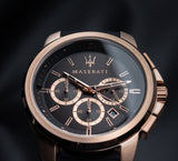 Maserati Successo 44mm Black Rose Gold Dial Black Rubber Strap Watch For Men - R8871621012 Buy Now By Maserati