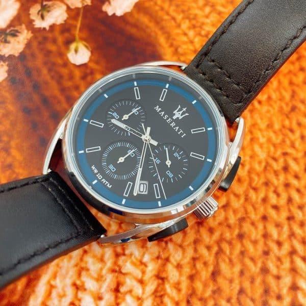 Maserati Trimarano Chronograph Black Dial Black Leather Strap Watch For Men - R8871632001 Buy Now By Maserati
